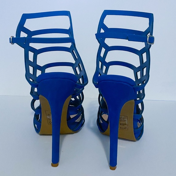 Cobalt Blue Caged Heels by Shoe Republic LA - Picture 6 of 12